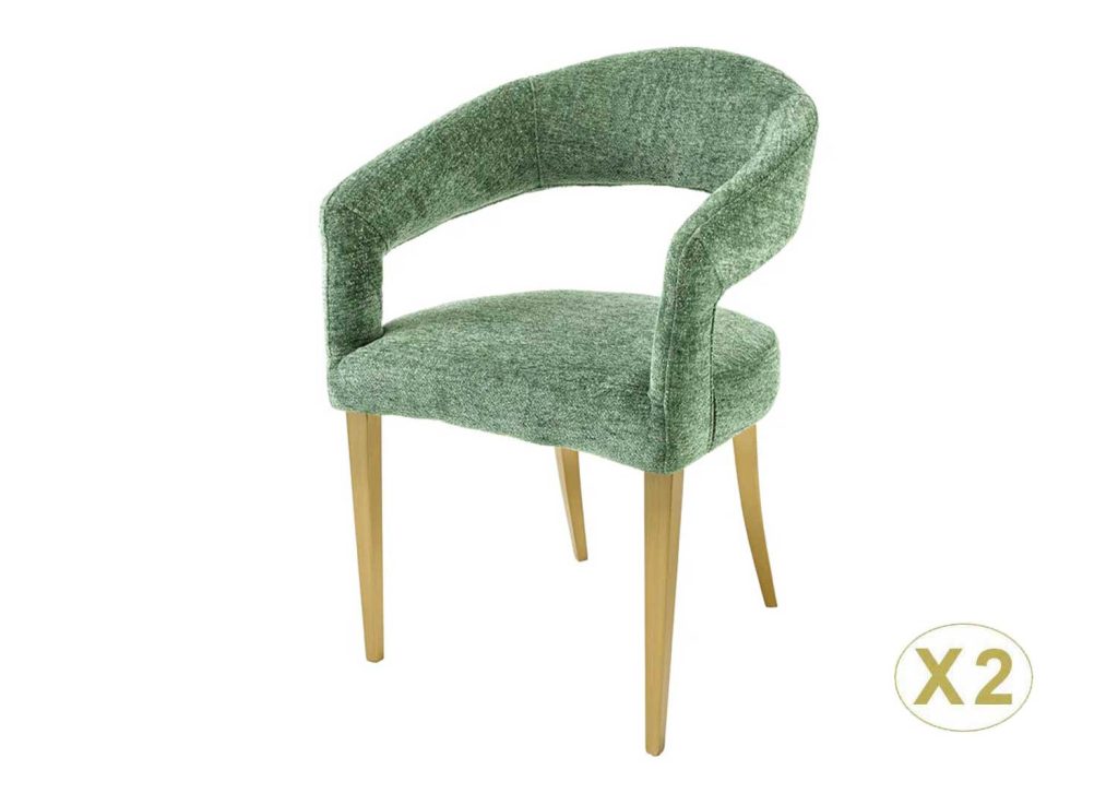 Chaises de salle à manger verte et doré Giada
