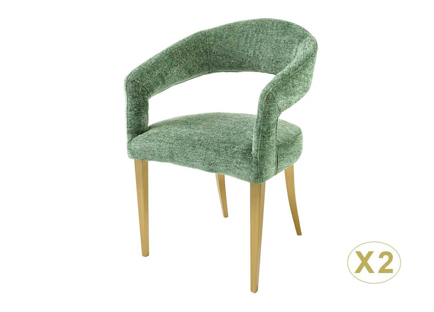 Chaises de salle à manger verte et doré Giada