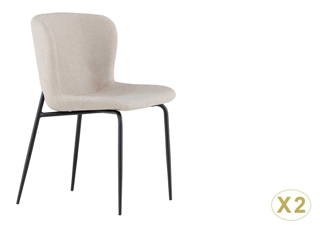 Chaises design en tissu bouclé beige
