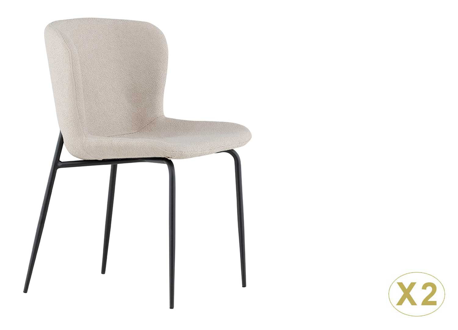 Chaises design en tissu bouclé beige