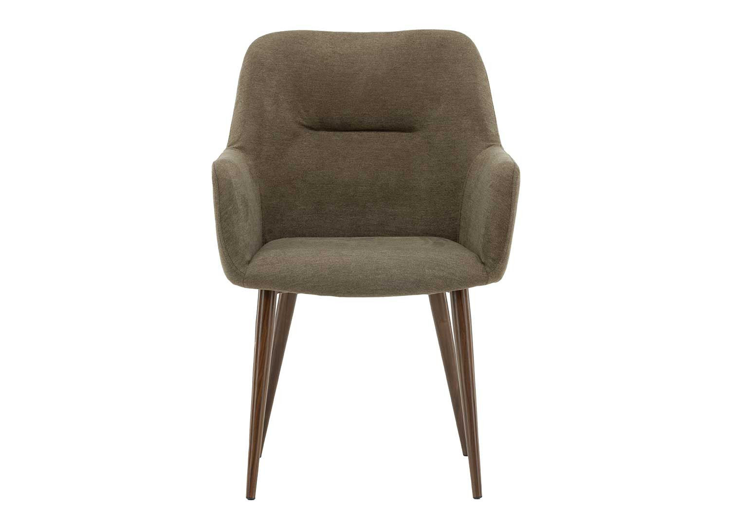Chaises tissu brun et pieds en acier marron