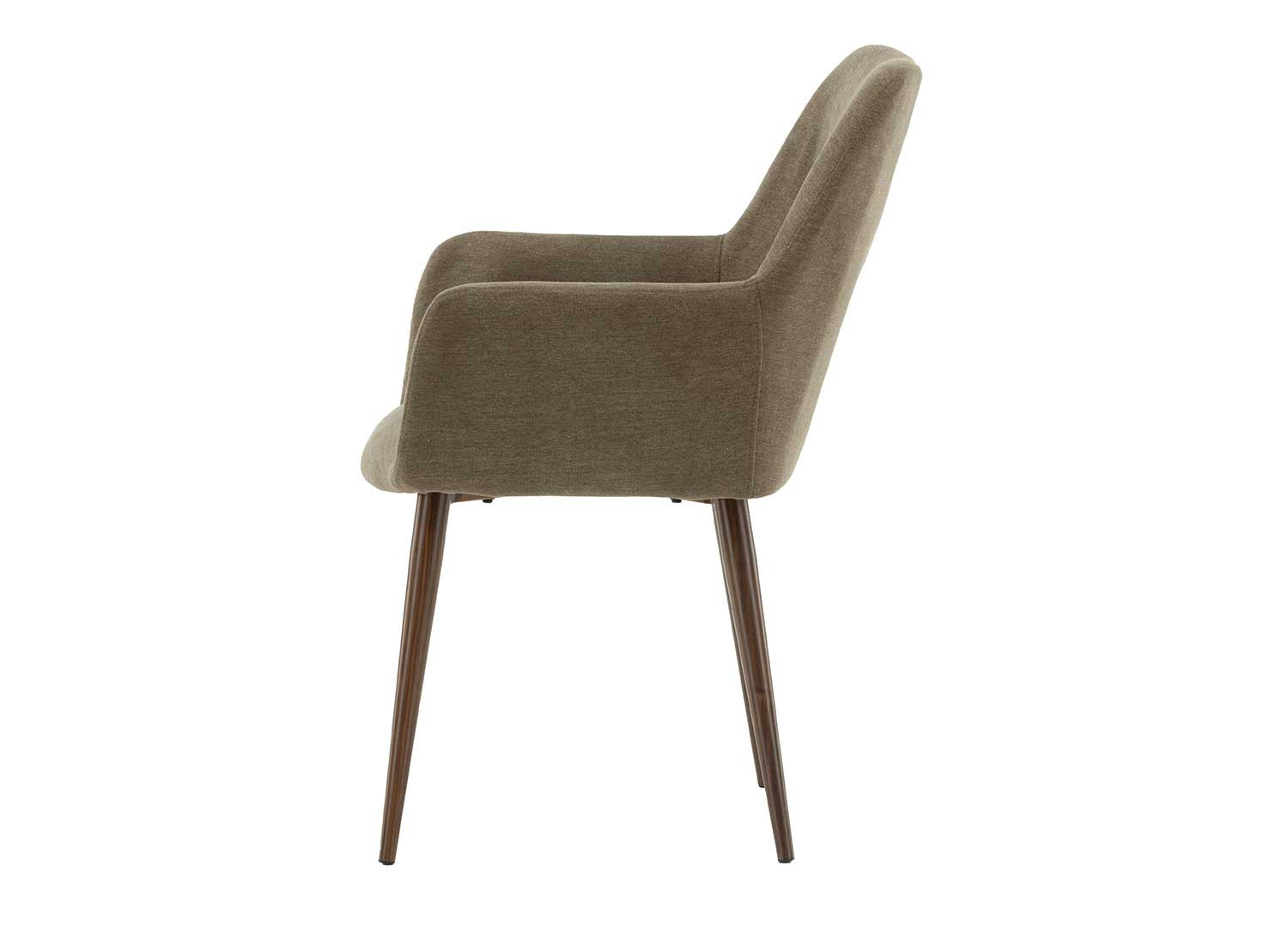 Chaises tissu brun et pieds en acier marron