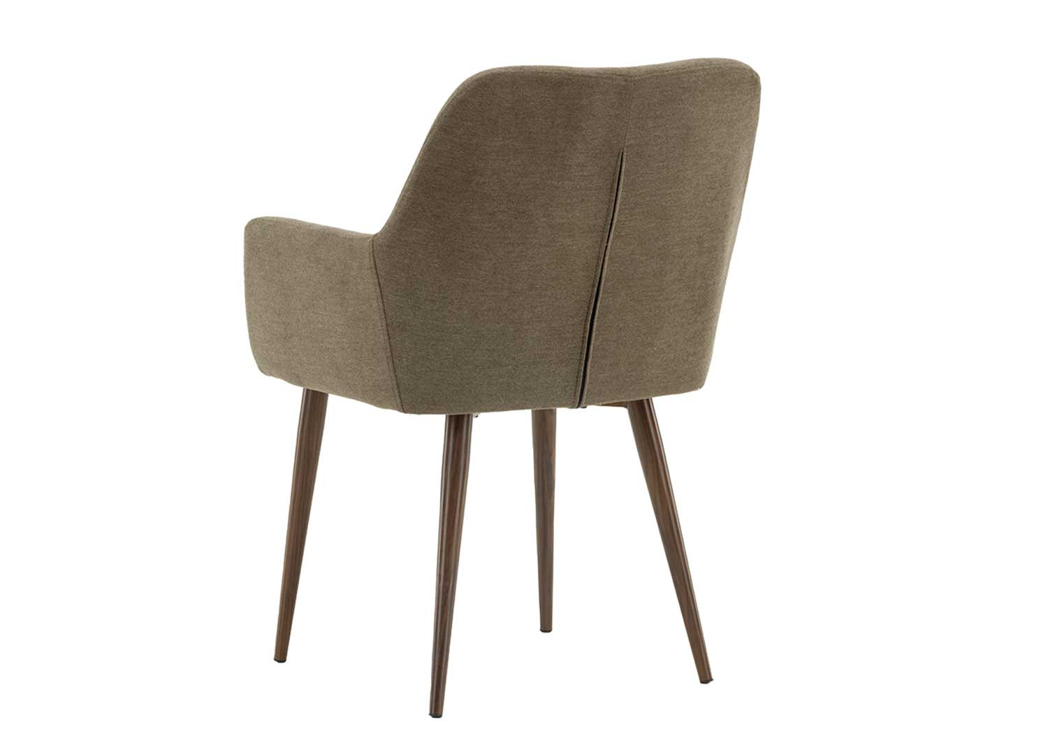 Chaises tissu brun et pieds en acier marron