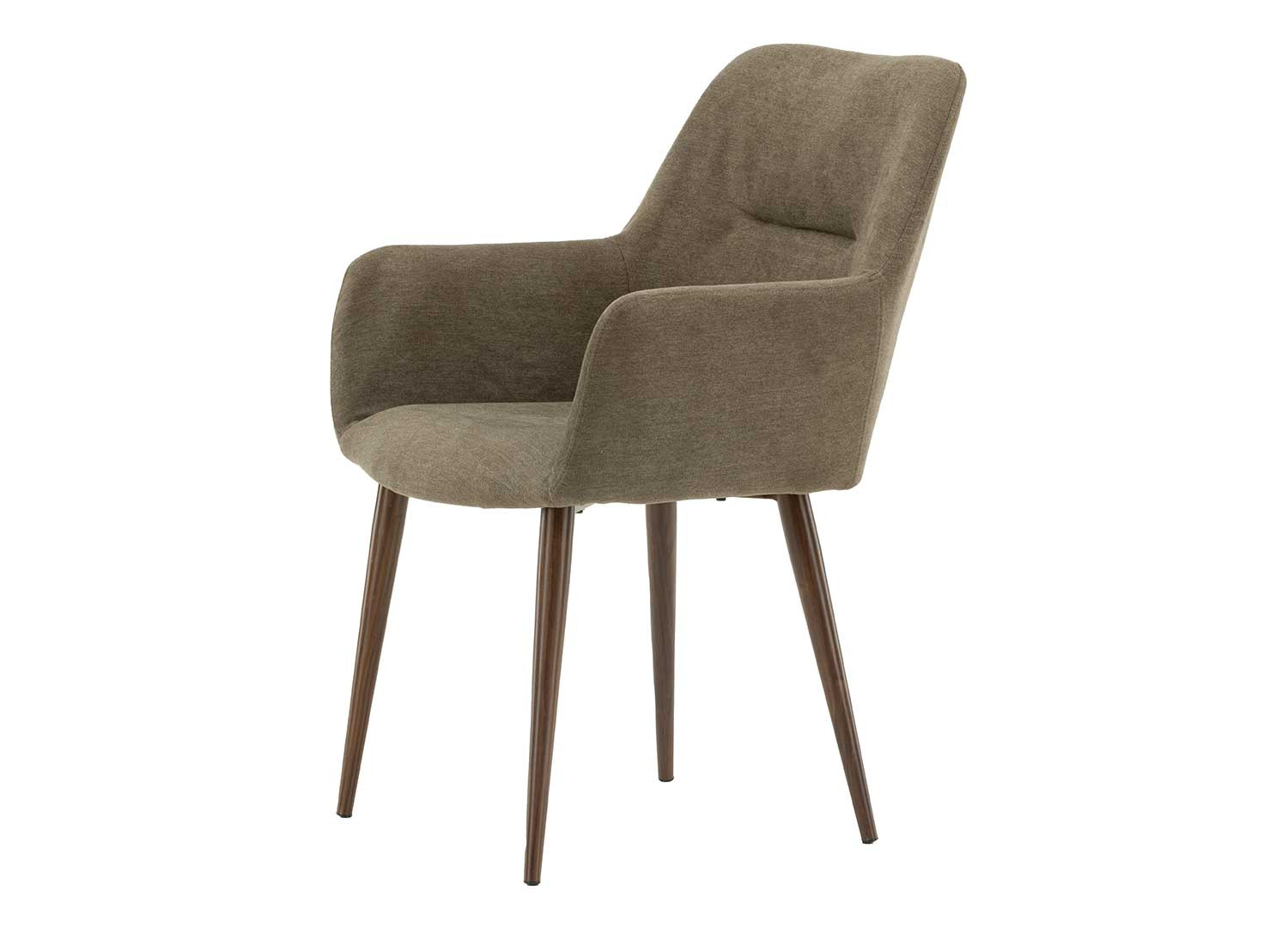 Chaises tissu brun et pieds en acier marron