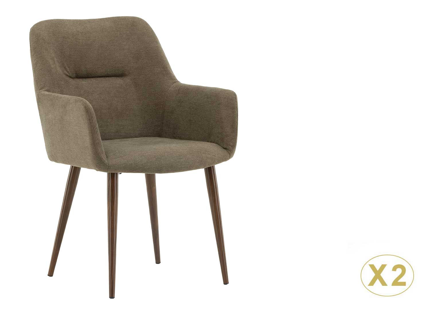 Chaises tissu brun et pieds en acier marron