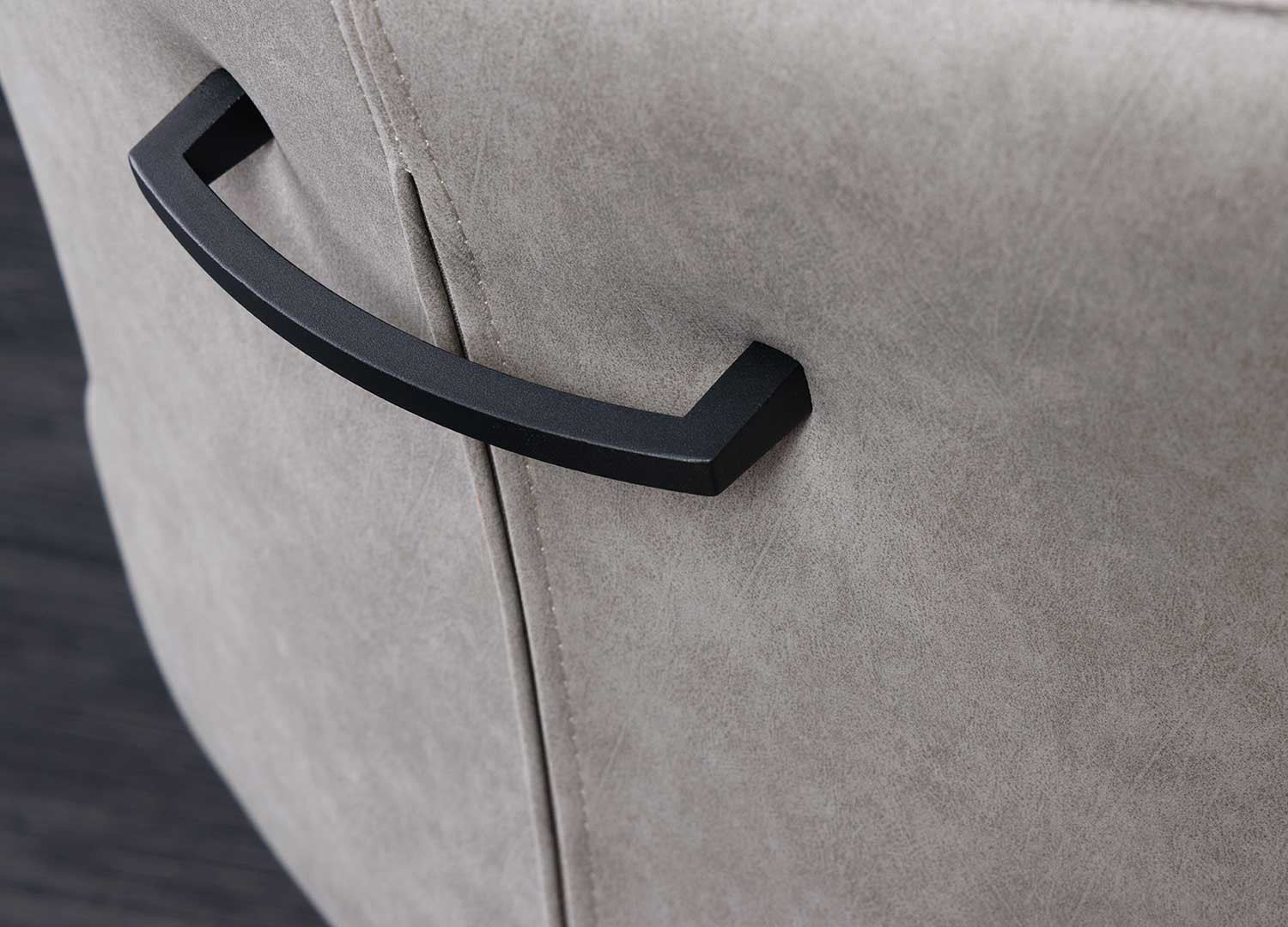 Chaises microfibre grise pivotantes avec poignée au dos