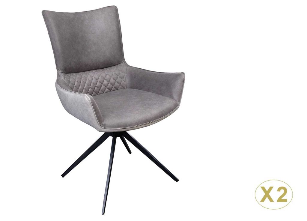 Chaises microfibre grise pivotantes avec poignée au dos