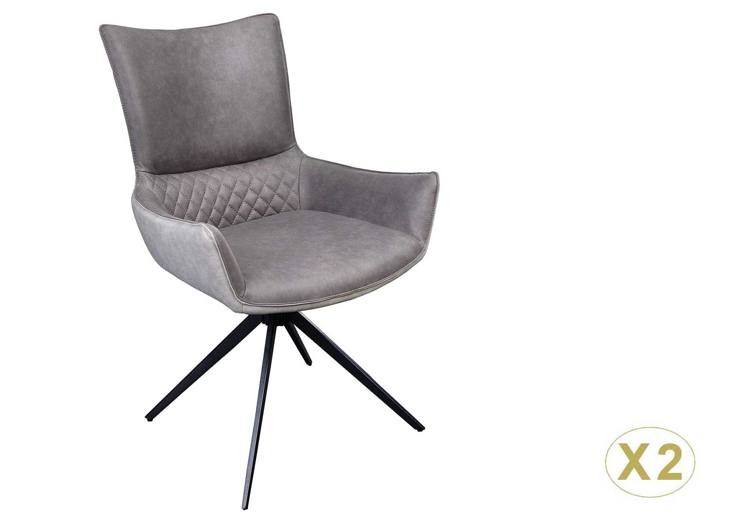 Chaises microfibre grise pivotantes avec poignée au dos