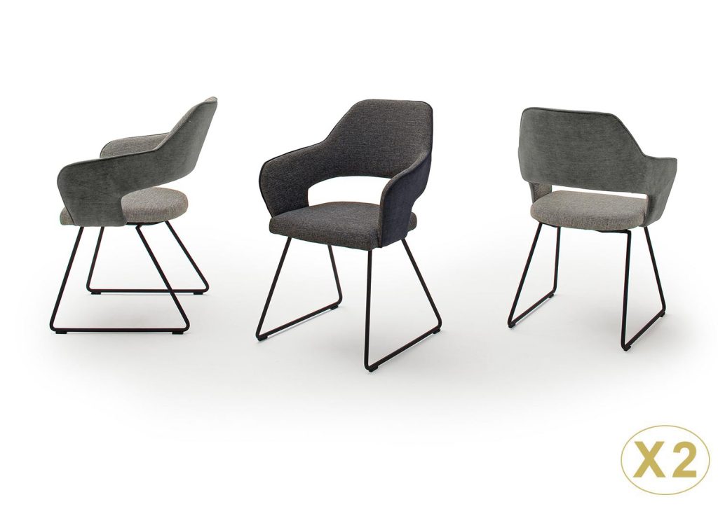 Chaises modernes avec accoudoirs pied luge