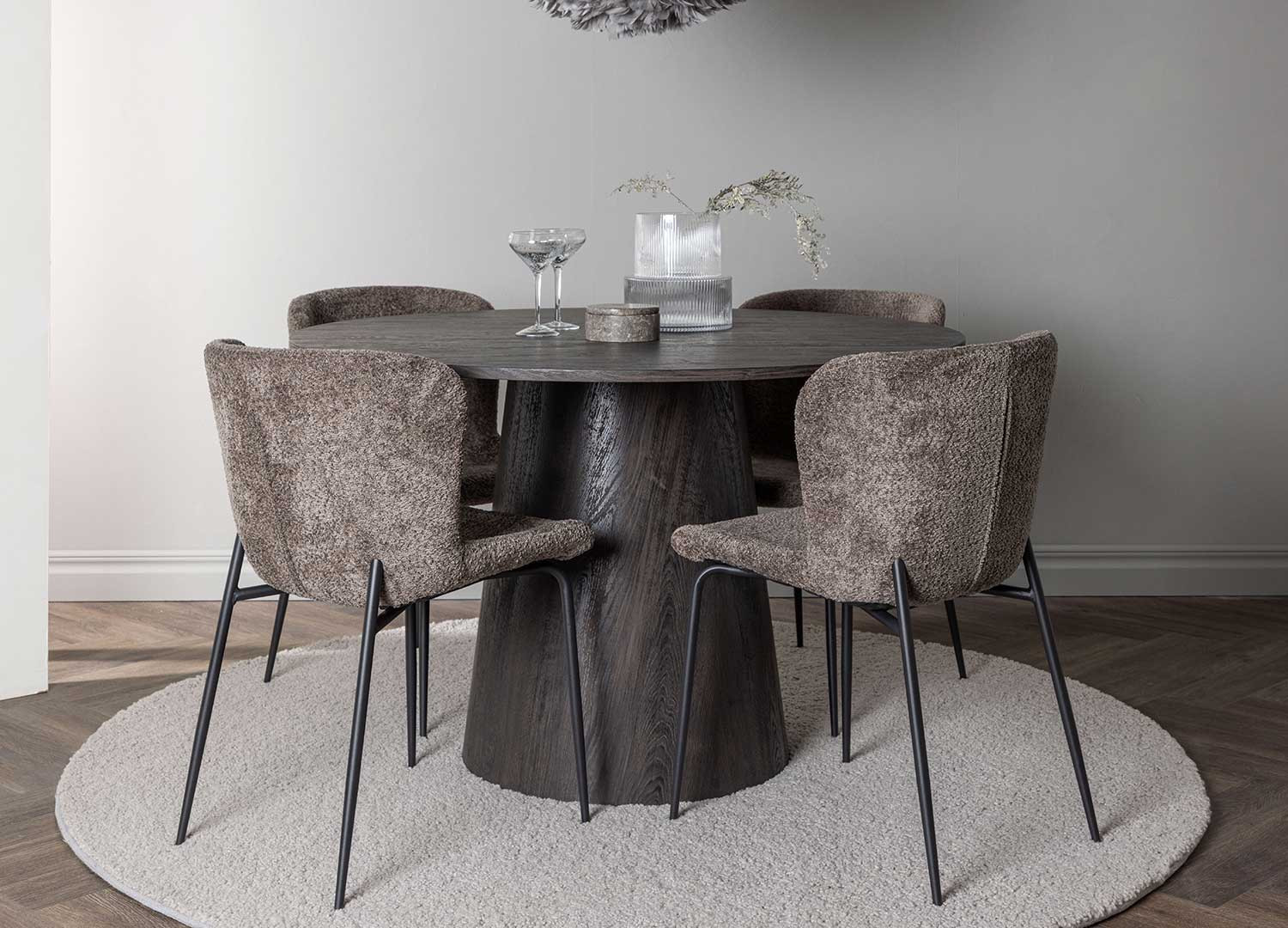 Chaises modernes en tissu bouclé gris marron
