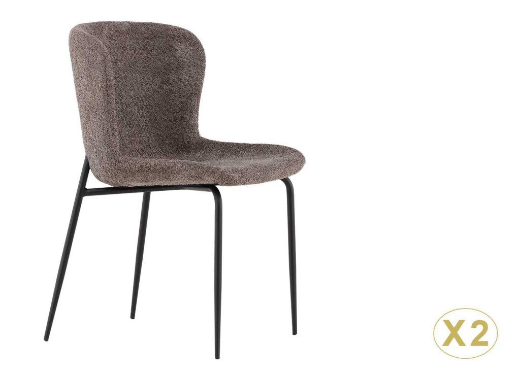 Chaises modernes en tissu bouclé gris marron
