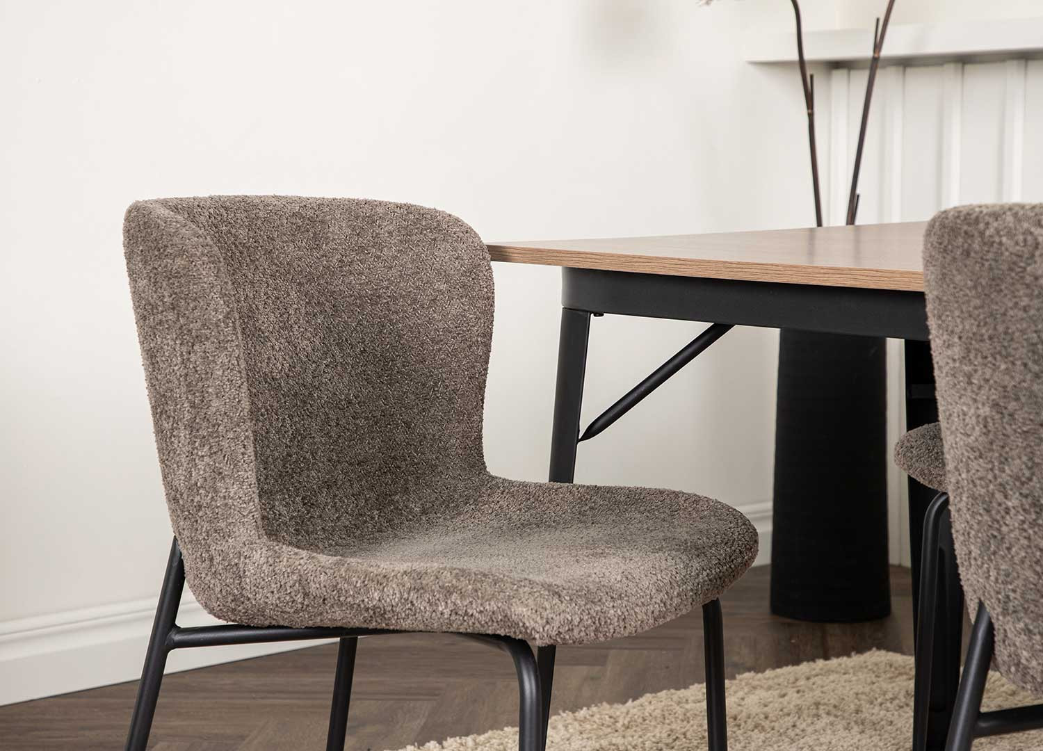 Chaises modernes en tissu bouclé gris marron