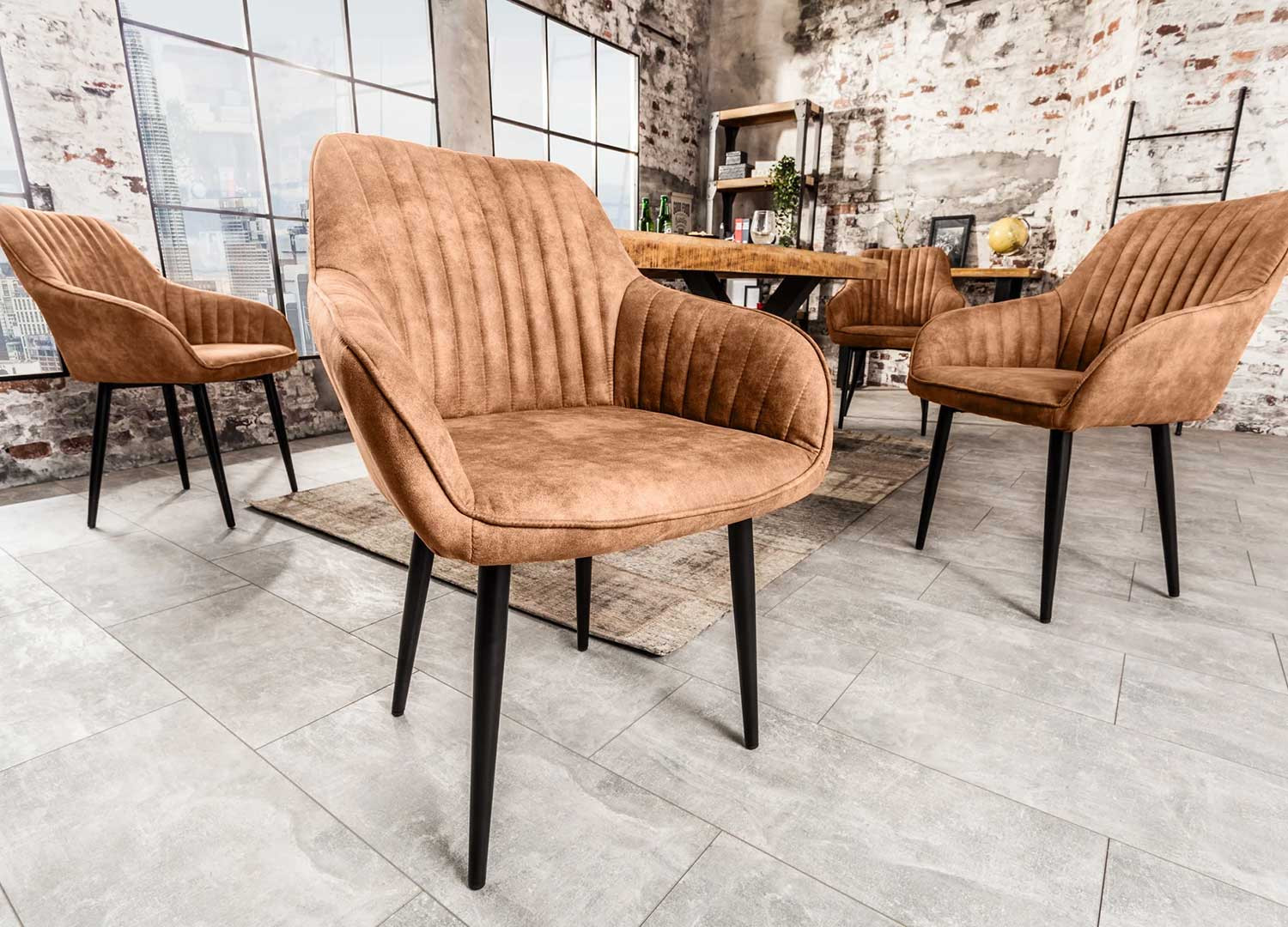 Chaises modernes microfibre marron Issa