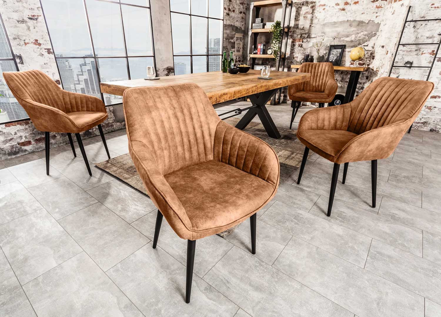 Chaises modernes microfibre marron Issa