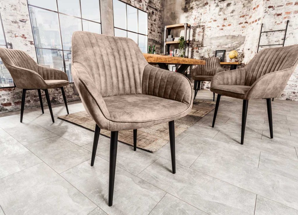 Chaises modernes microfibre taupe Issa