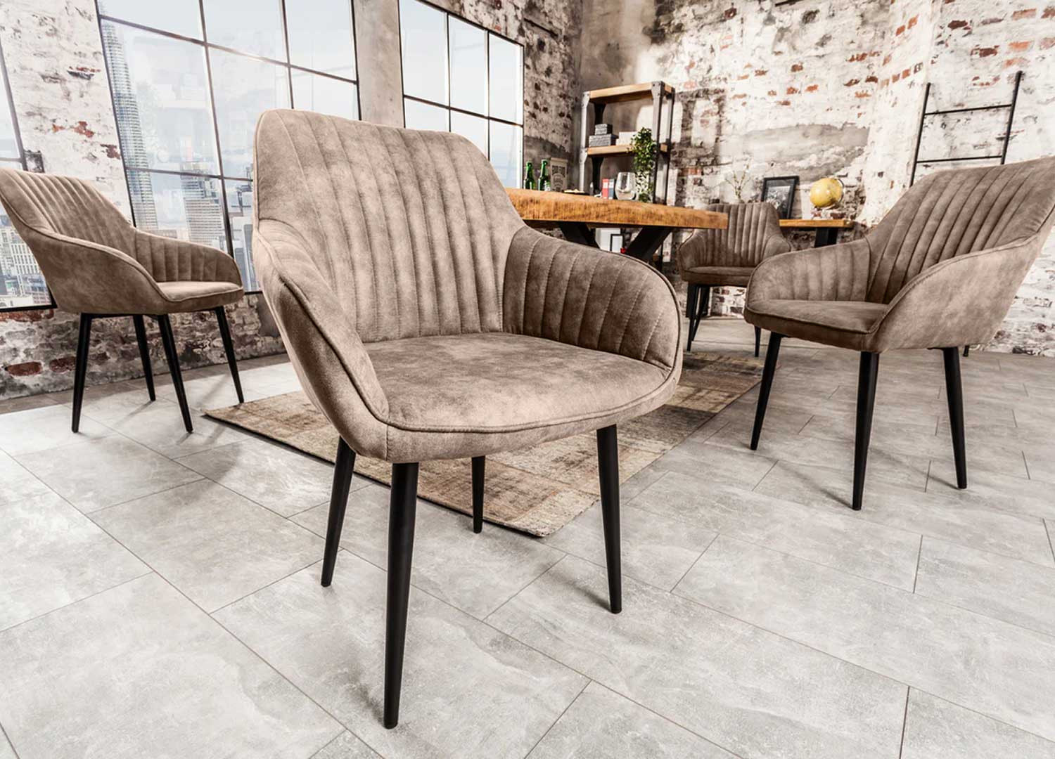 Chaises modernes microfibre taupe Issa