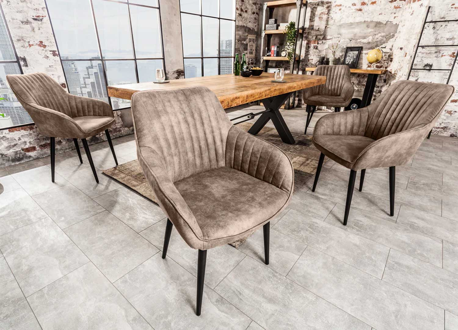 Chaises modernes microfibre taupe Issa