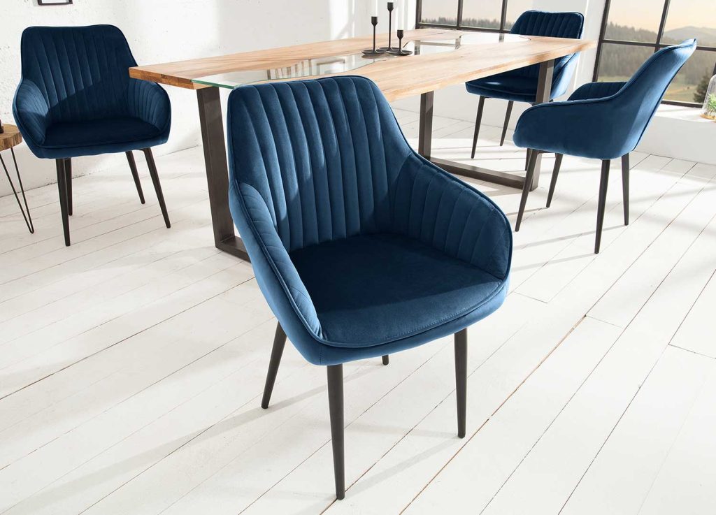 Chaises modernes velours bleu roi