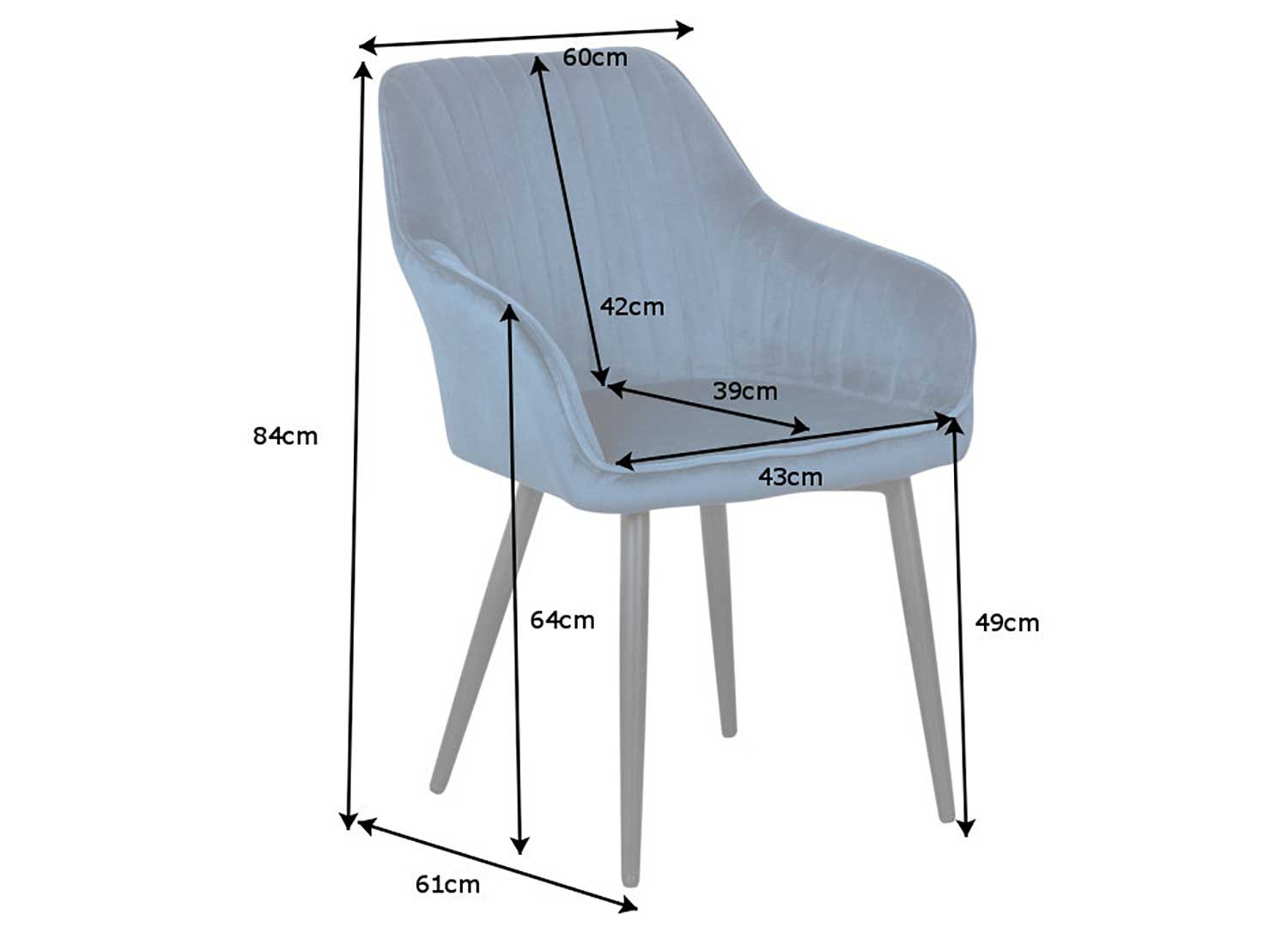 Chaises modernes velours bleu roi