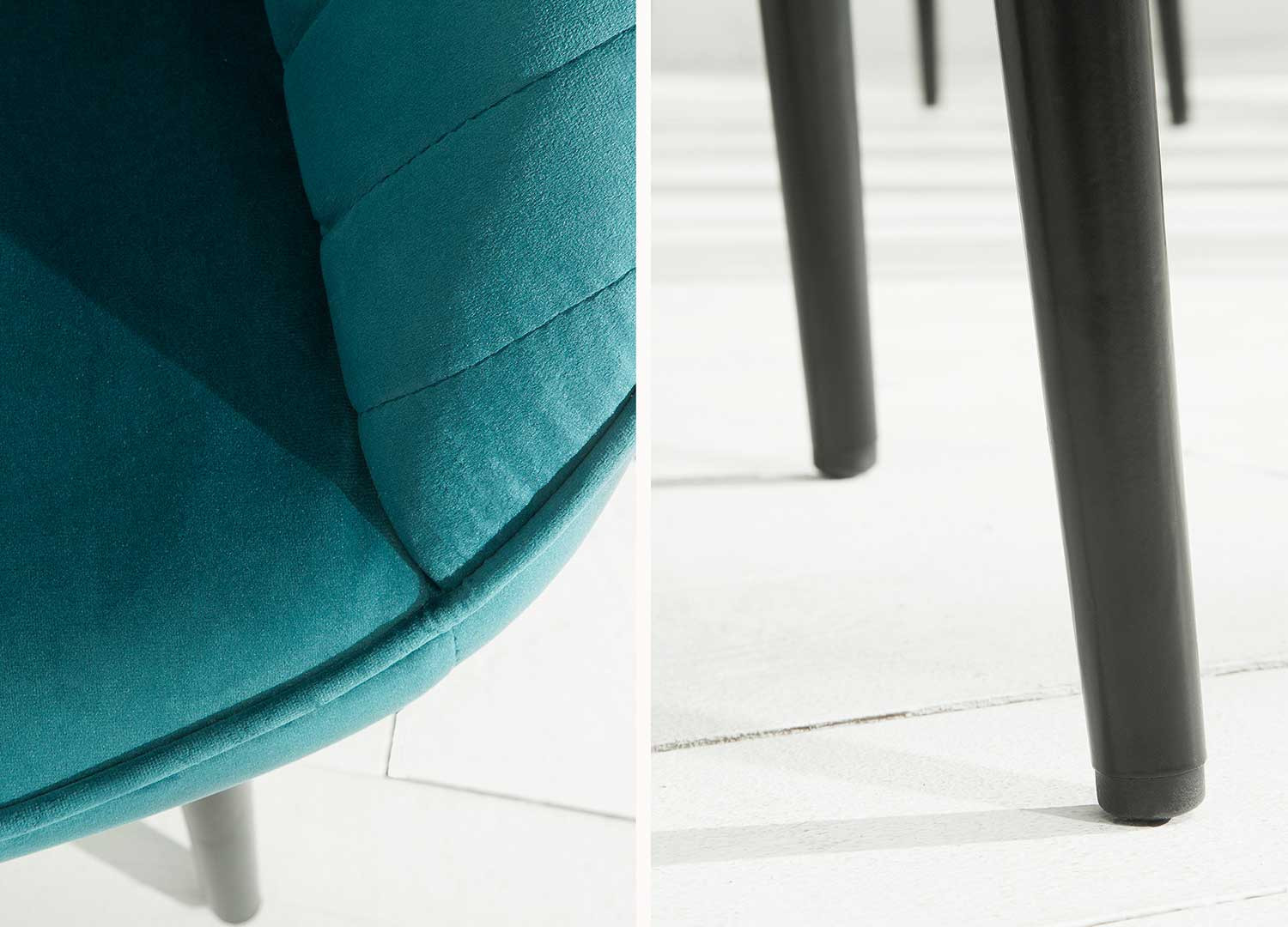 Chaises modernes velours bleu turquoise