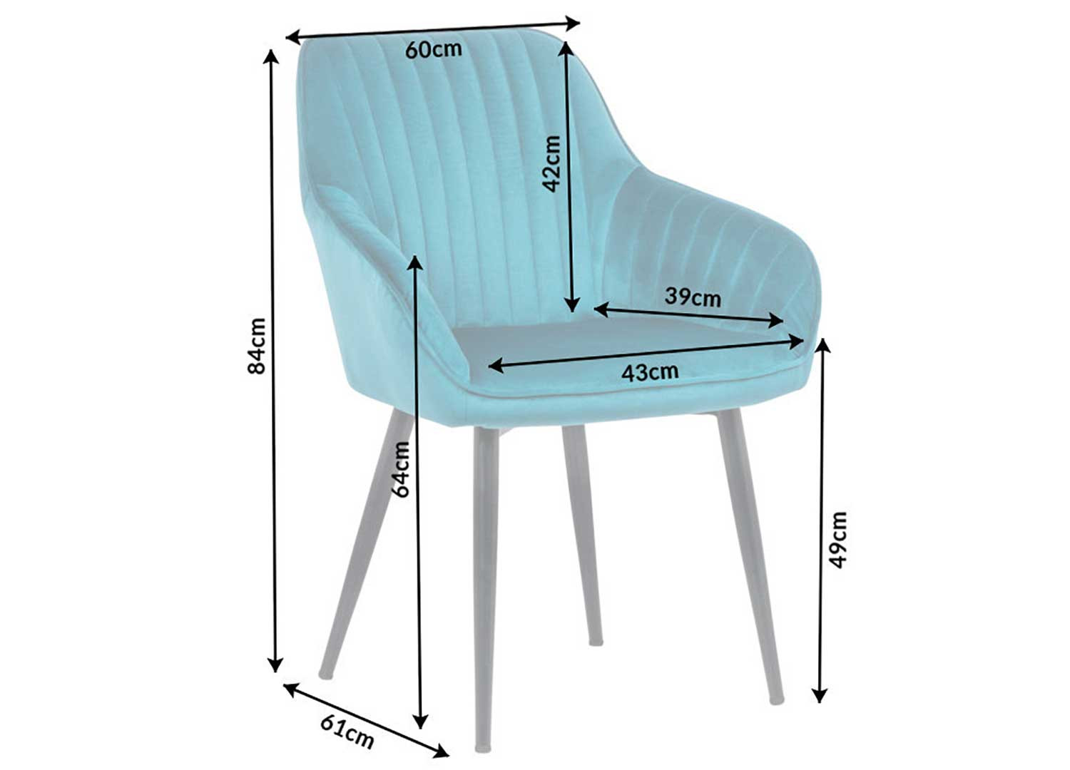 Chaises modernes velours bleu turquoise