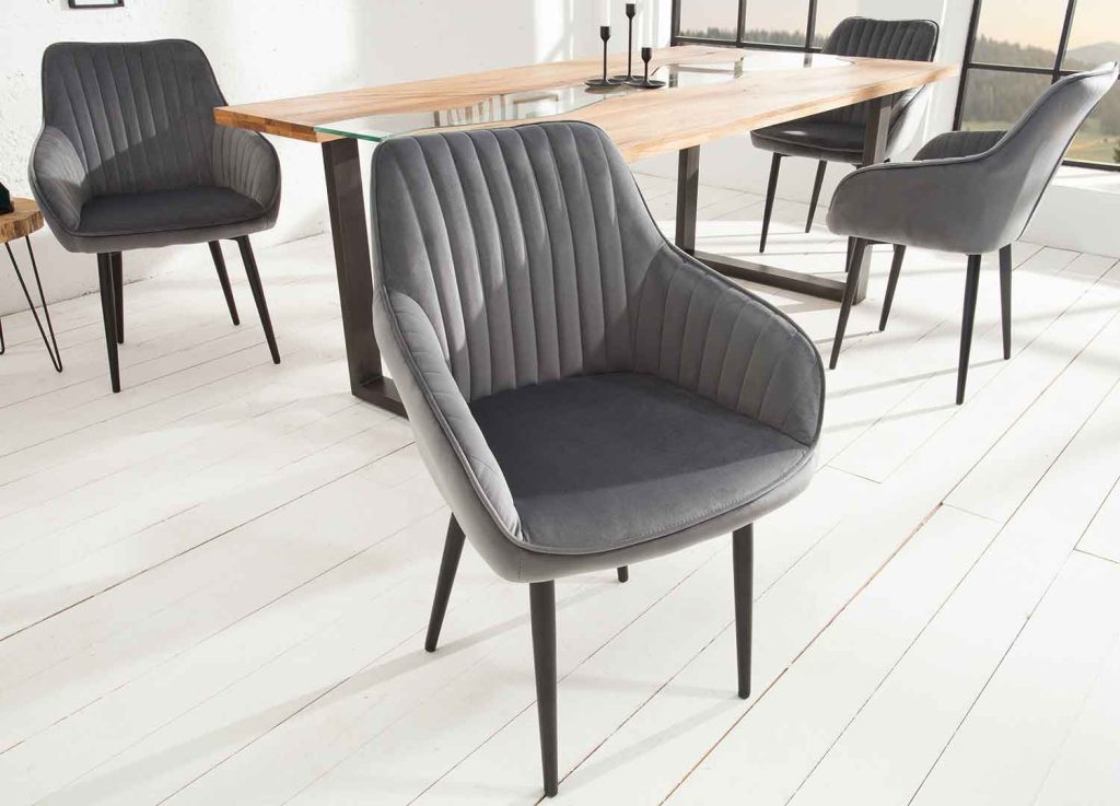 Chaises modernes velours gris