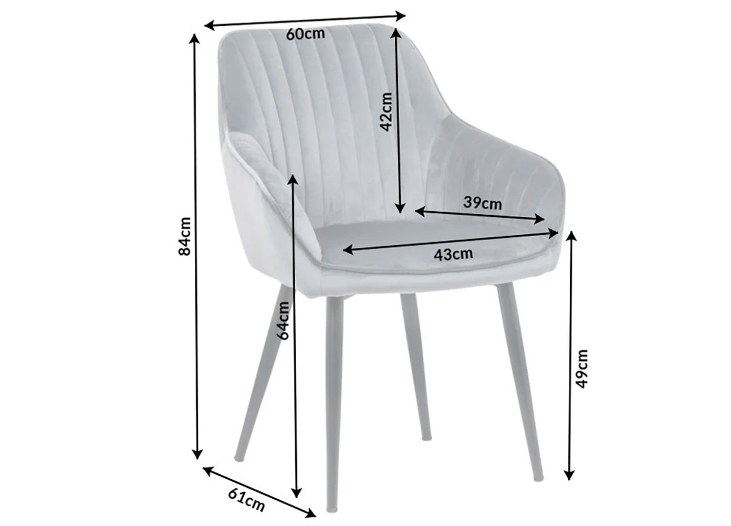 Chaises modernes velours gris