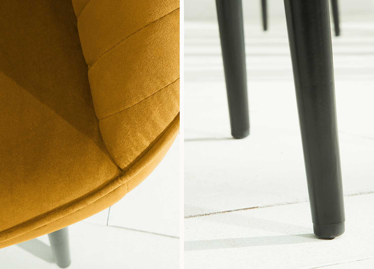 Chaises modernes velours jaune