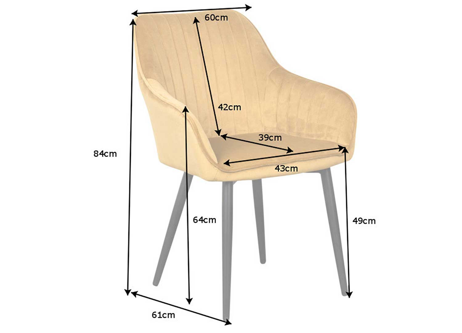 Chaises modernes velours jaune