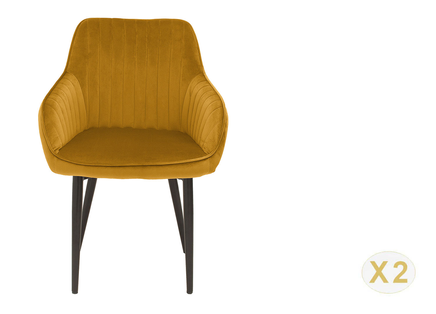 Chaises modernes velours jaune