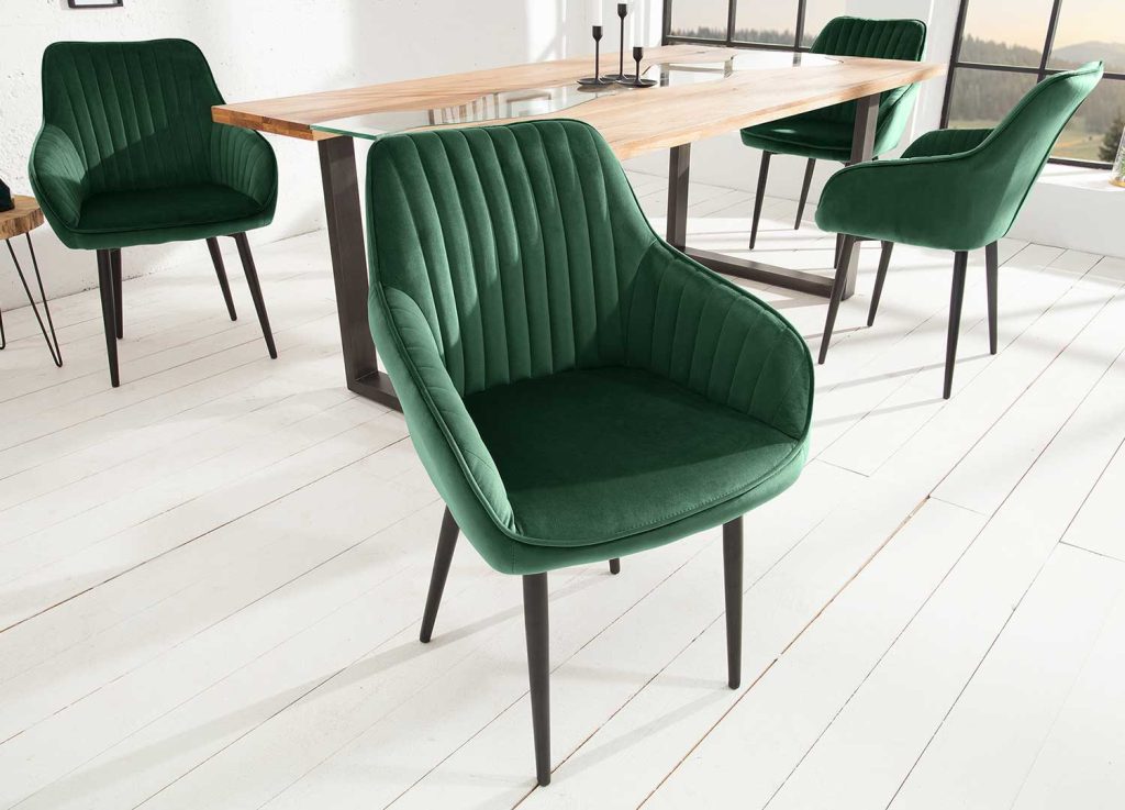 Chaises modernes velours vert
