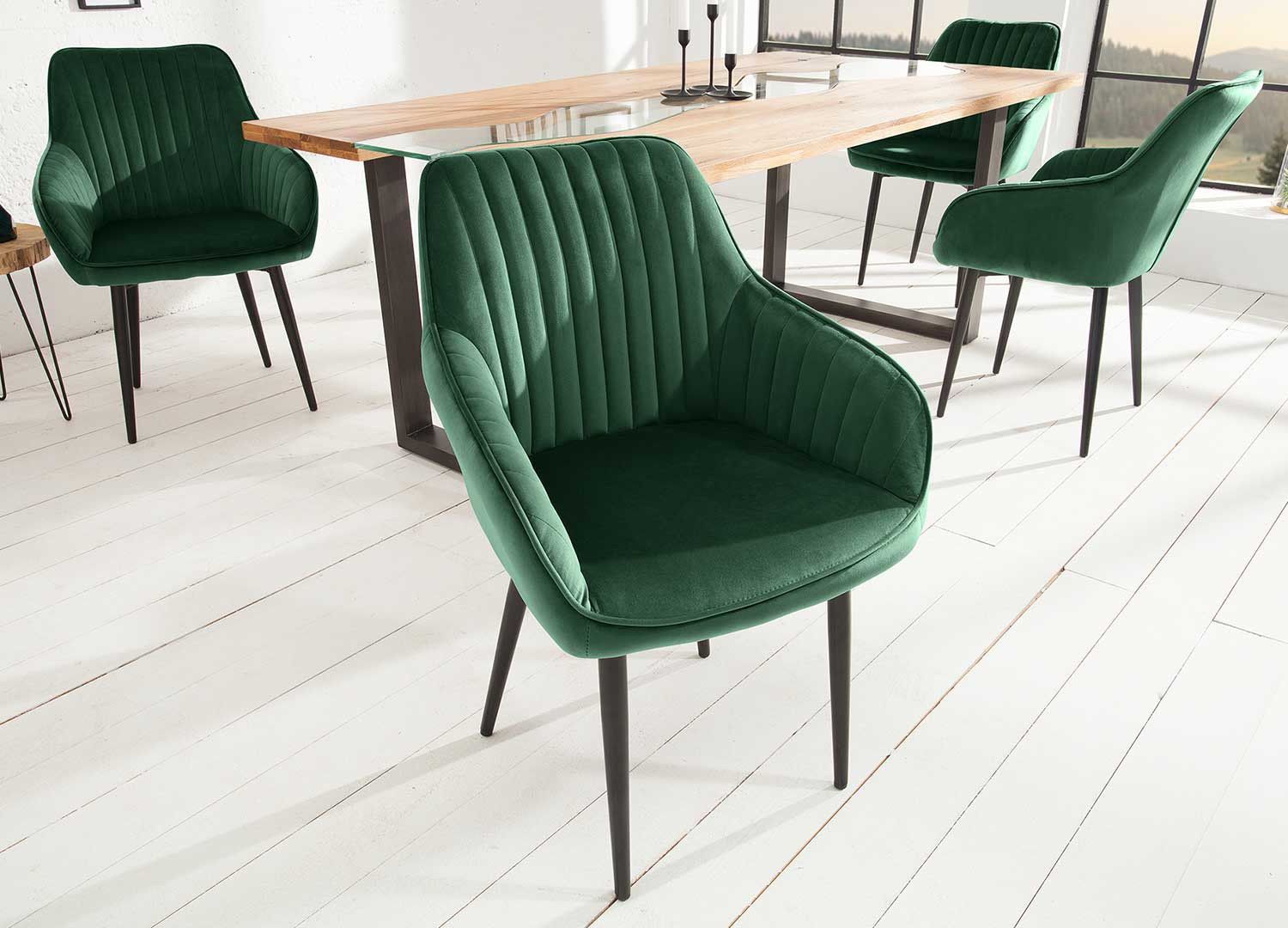 Chaises modernes velours vert