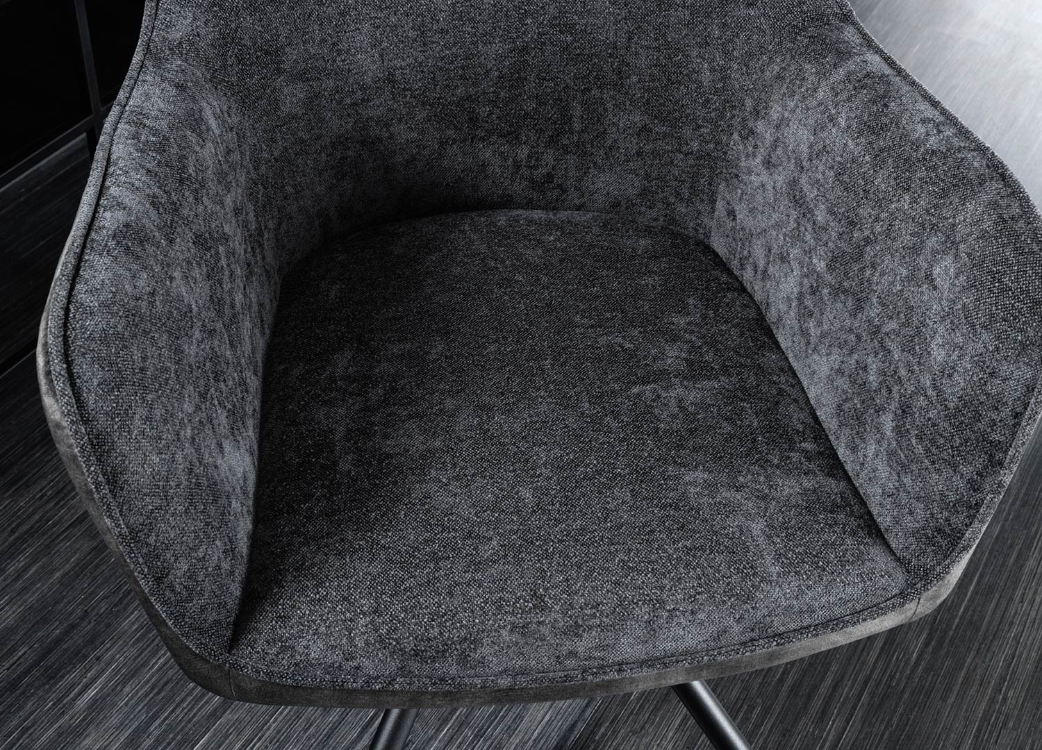 Chaises pivotantes tissu et velours gris foncé