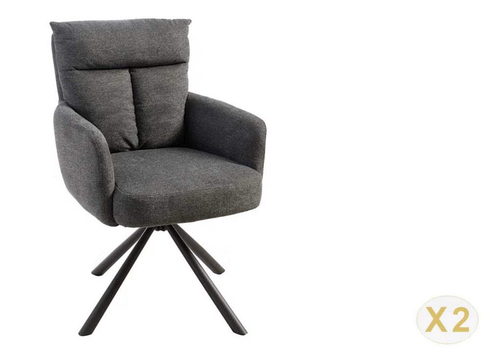 Chaises rotatives grise avec accoudoirs