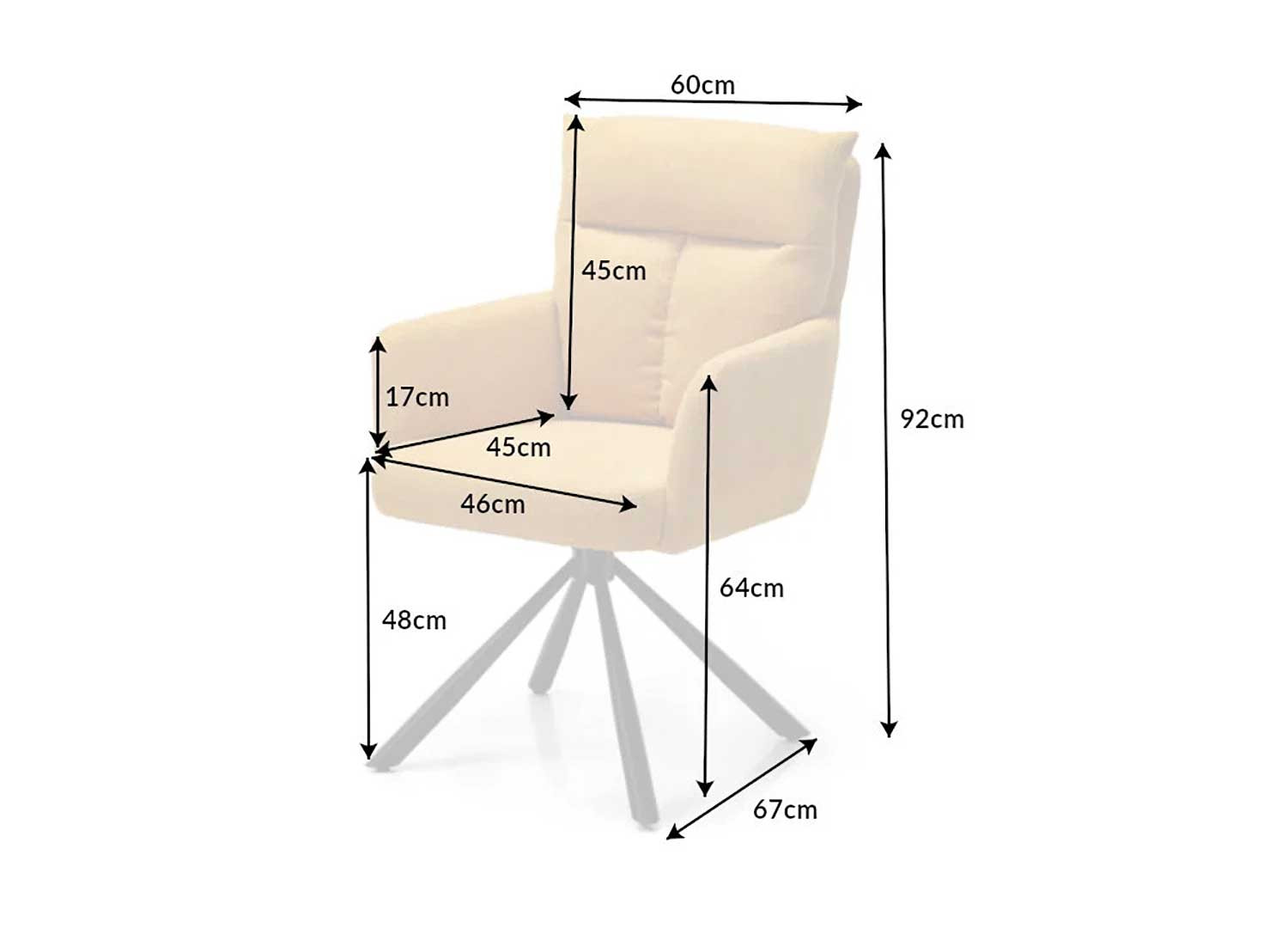 Chaises rotatives jaune avec accoudoirs