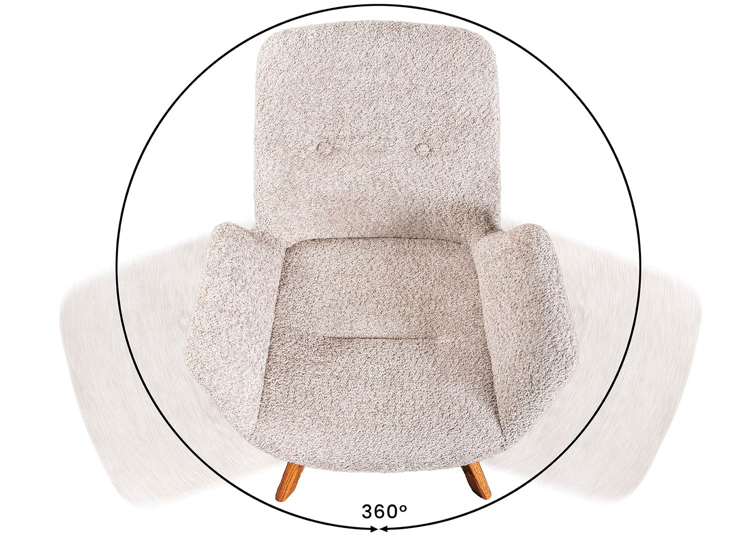 Chaises rotatives tissu bouclé beige et pieds chêne