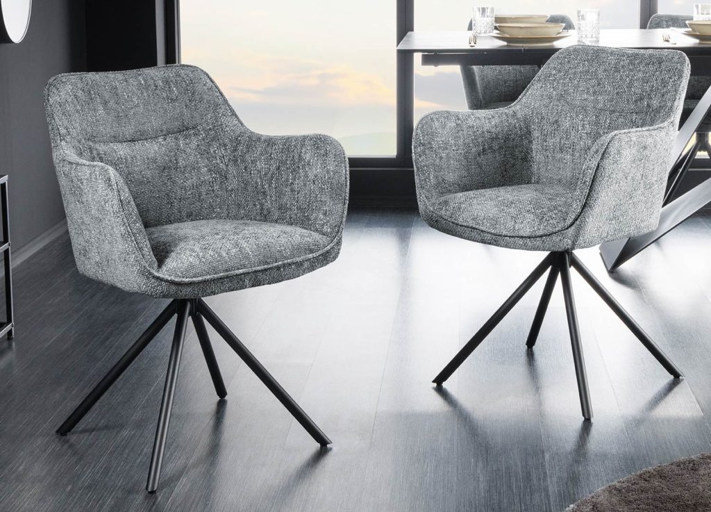 Chaises rotatives tissu gris