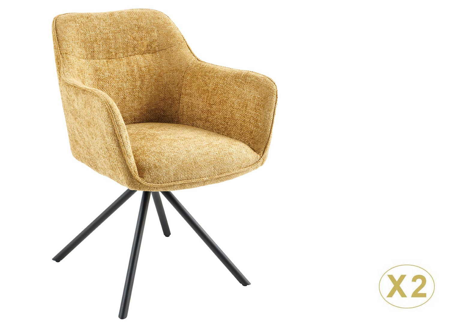 Chaises rotatives tissu jaune