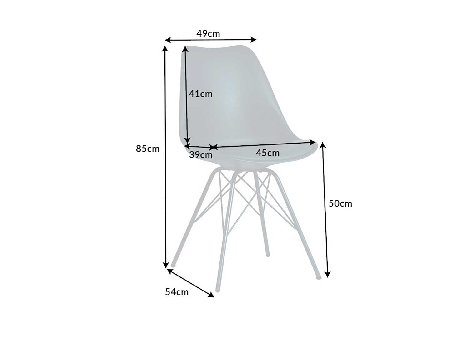 Chaises scandinave verte coque en pvc et pieds en métal