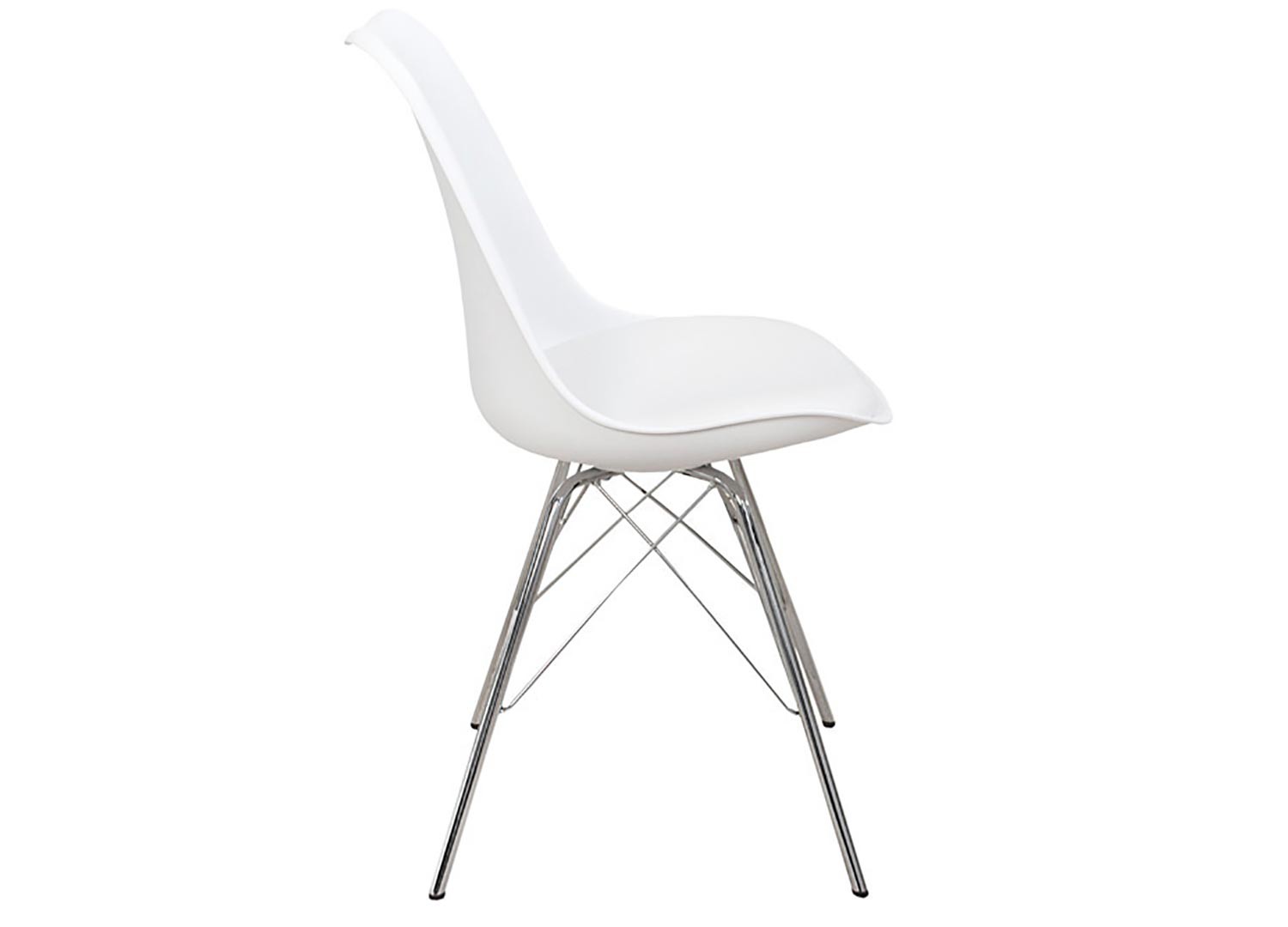 Chaises style rétro coque blanche et pieds chromés