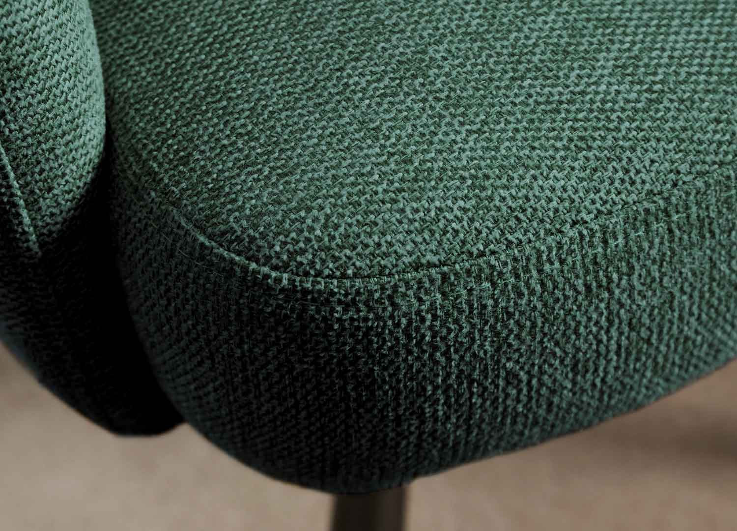 Chaises tournantes en tissu vert