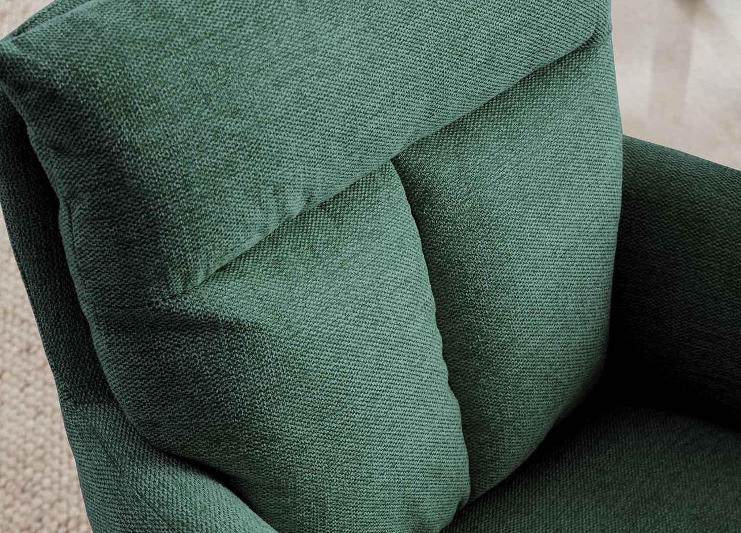 Chaises tournantes en tissu vert