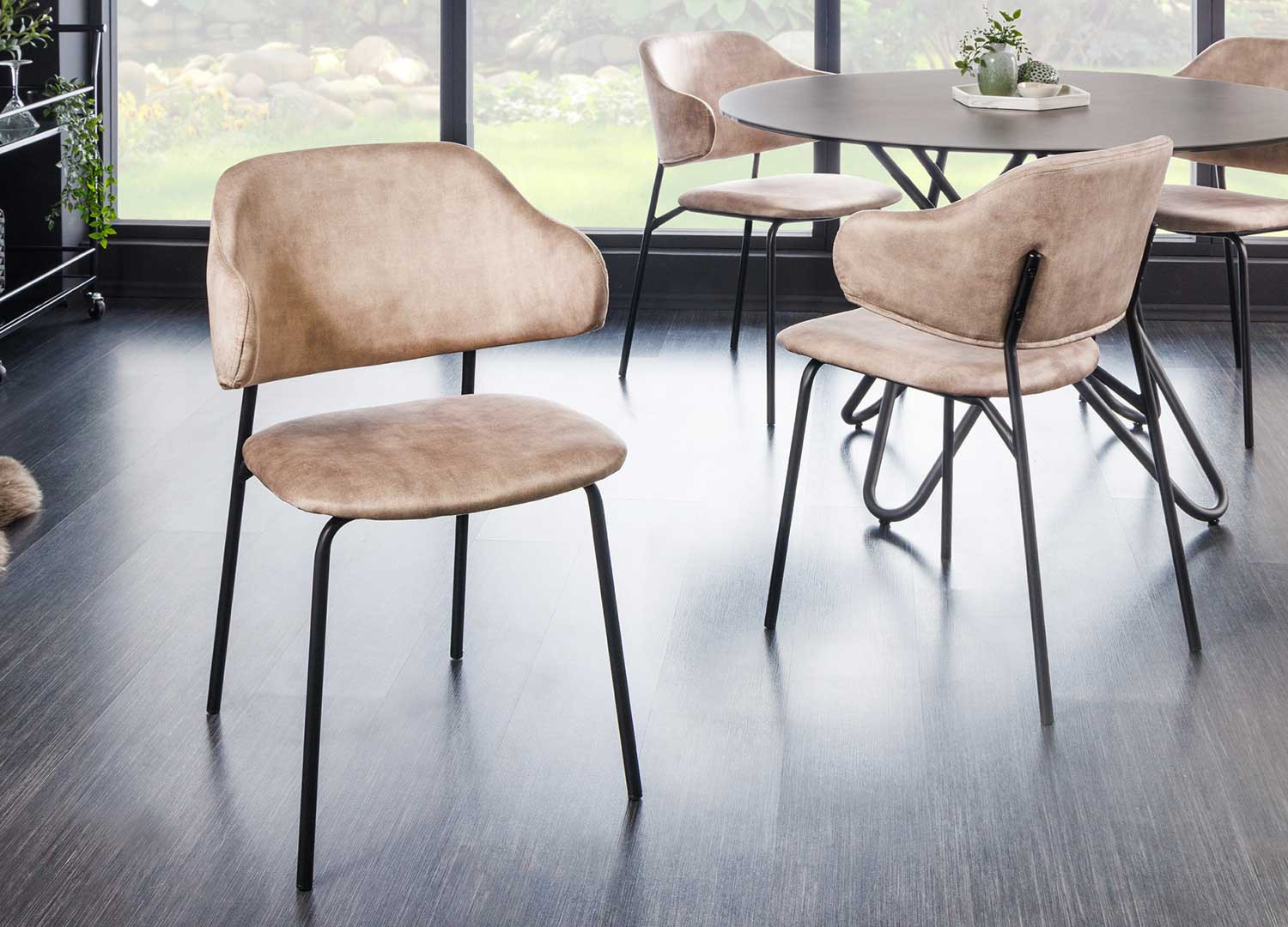 Chaises velours grège