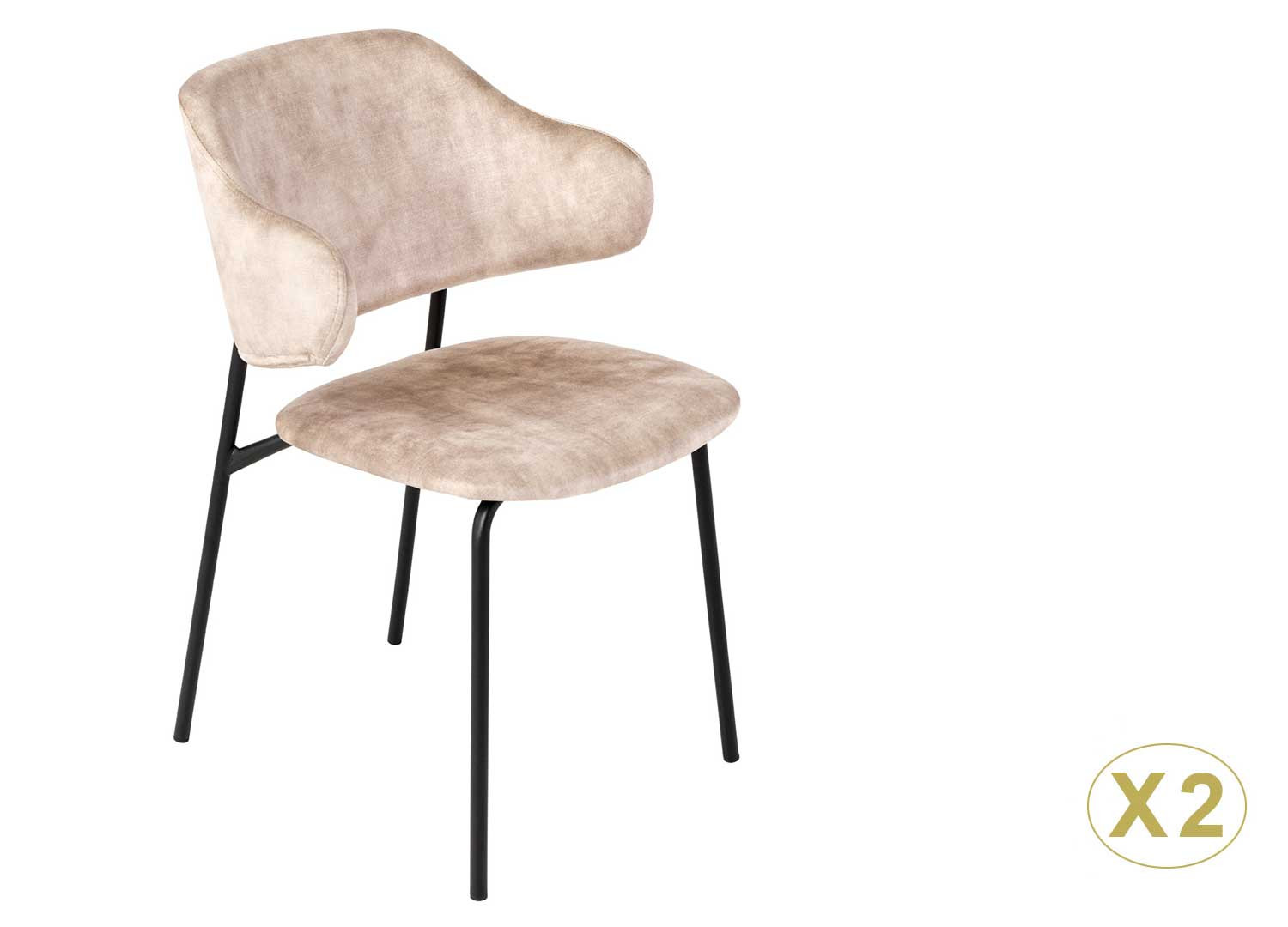 Chaises velours grège