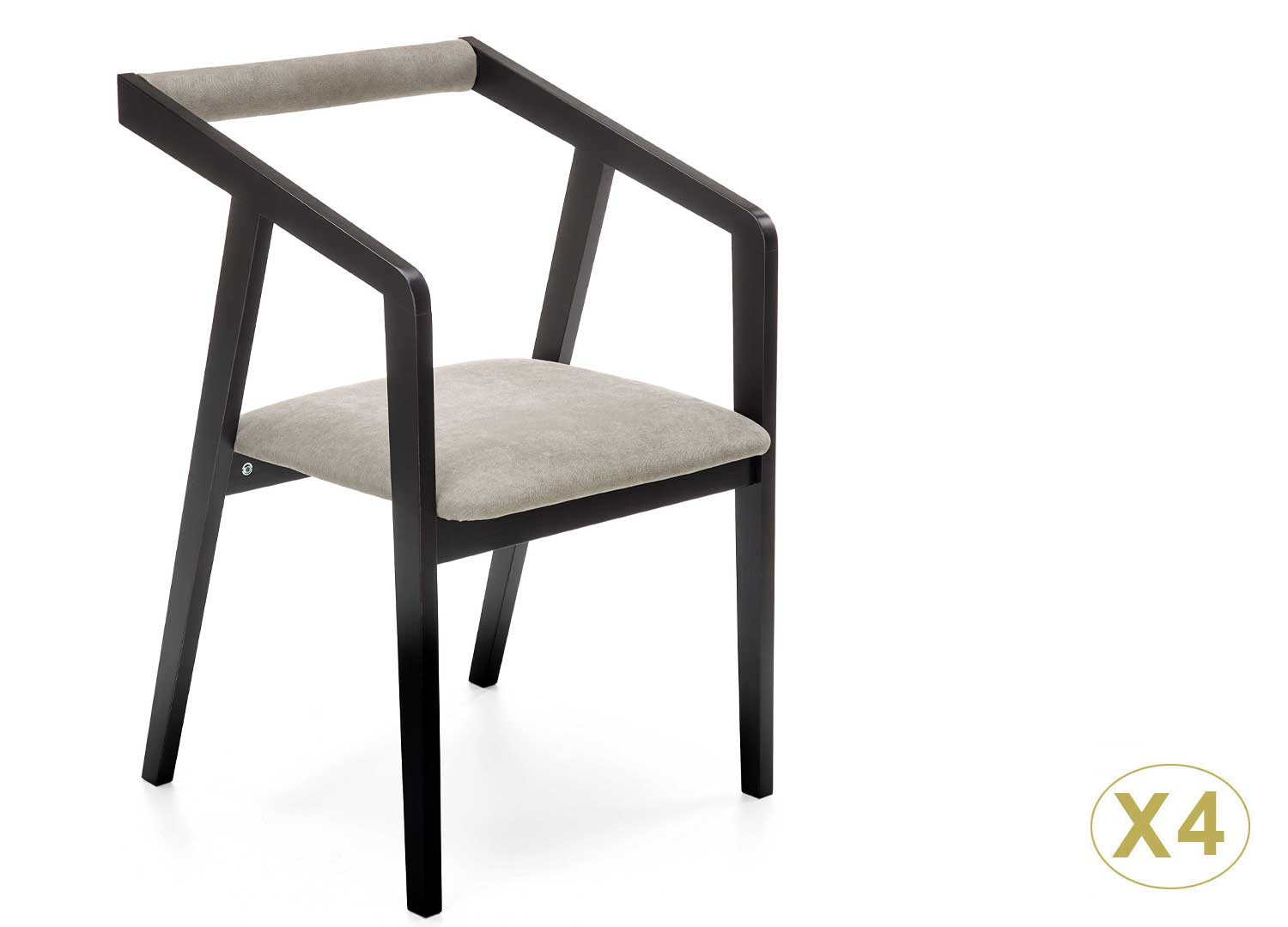 Chaises velours gris et bois
