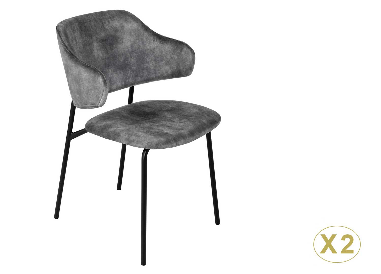 Chaises velours gris noir