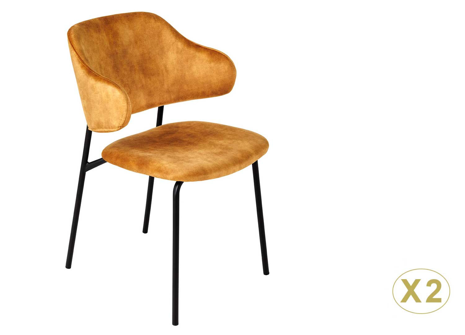 Chaises velours jaune moutarde