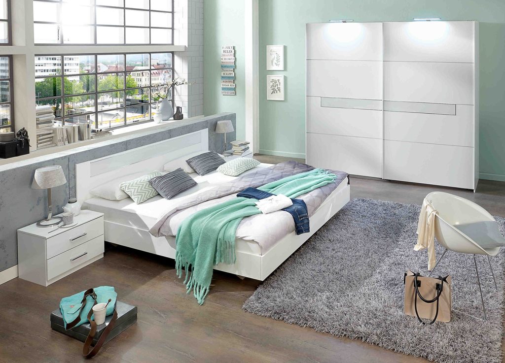 Chambre adulte complète design blanche