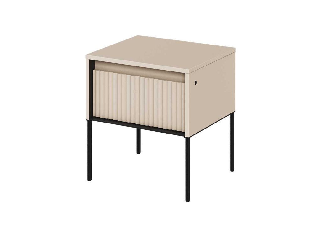 Chevet moderne 1 tiroir beige et noir