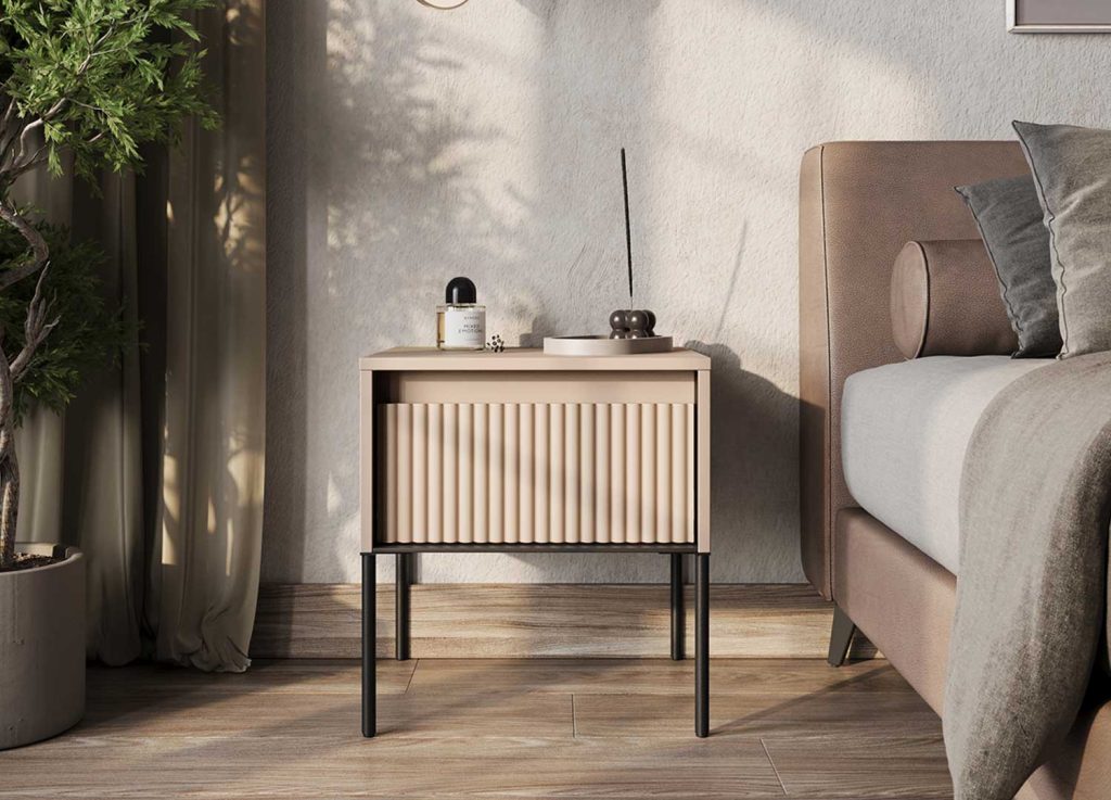 Chevet moderne 1 tiroir beige et noir Trend